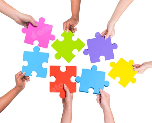 Preview: Human hands holding jigsaw puzzle.