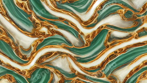 Preview: Background of the marble pattern in Teal and Gold style, Digital Generate Image