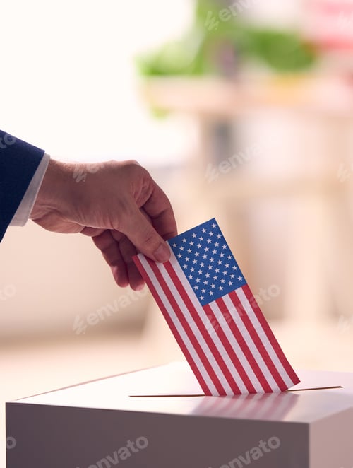 Preview: Person Casting Ballot With American Flag