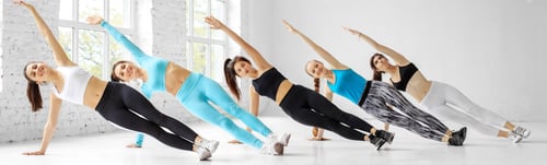 Preview: Young women do aerobics in the dance class. The concept of sports