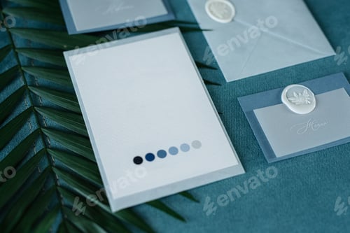 Preview: wedding invitation in a gray envelope on a table