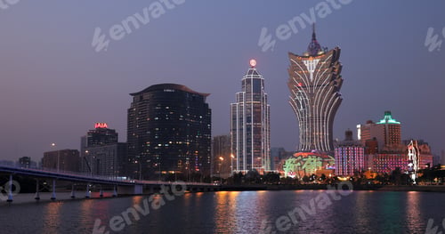 Preview: Nam Van Lake Macau- 22 January 2019: Macau city skyline at night