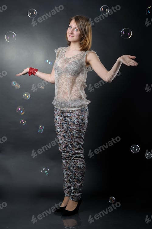 Preview: Slim Girl In Studio On Black Background