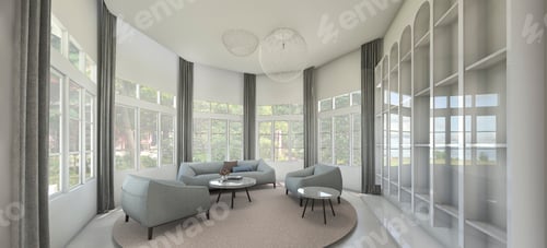 Preview: 3d rendering vintage armchair in luxury room with window