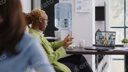 Preview: African american woman using video call telework