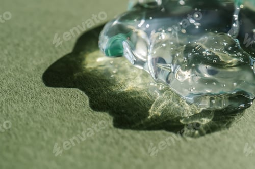 Preview: Transparent cosmetic gel on a green background.