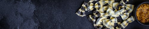 Preview: Pasta Farfalle Cuttlefish Ink (Healthy Eating, Black Multi-Colored) Menu Concept. Food Background