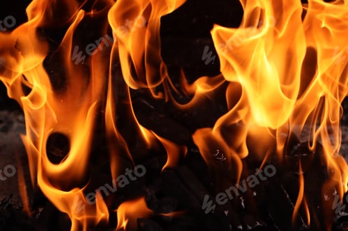 Preview: fire, flame, heat, red, background, bonfire, hell, danger, black, energy, warm, burn, yellow, orange
