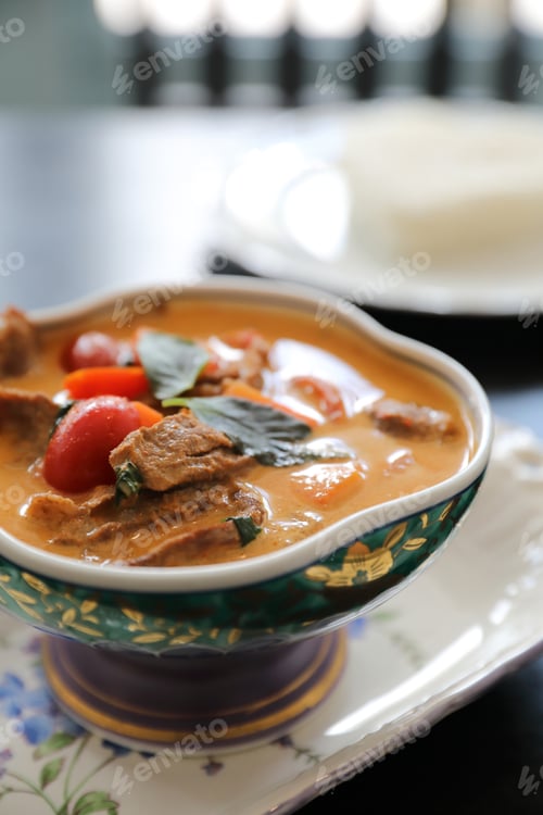 Preview: Roasted Duck In Red Curry With Rice , Traditional Thai Food