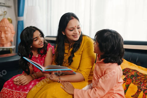 Preview: Mom Reading Book To Her Children