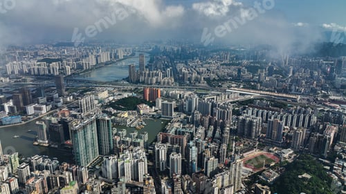 Preview: Aerial View of Macao City With Tall Buildings