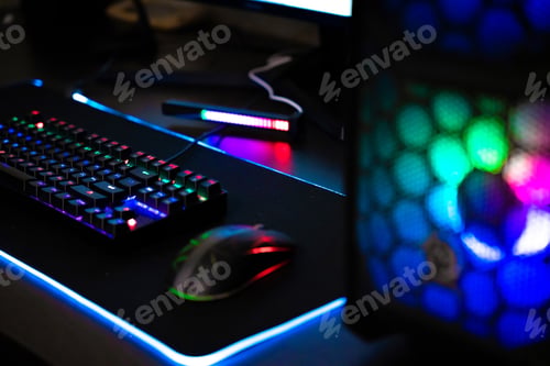 Preview: modern computer technologies. neon light.