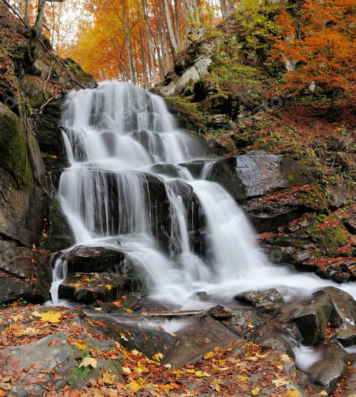 Preview: Mountain waterfall in autumn forest