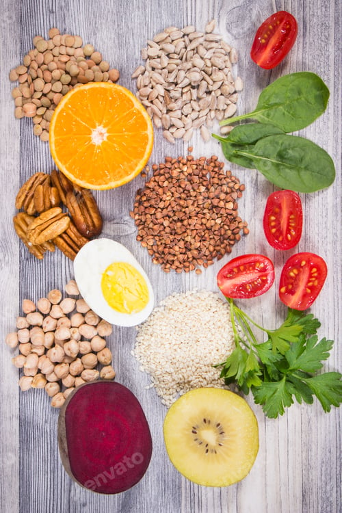 Preview: Healthy nutritious ingredients containing natural vitamin B9, fiber and other minerals