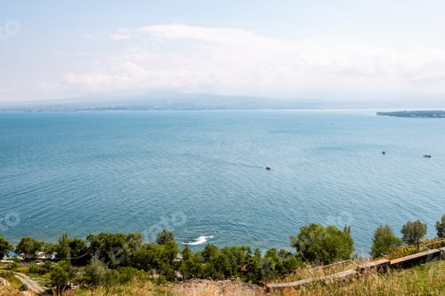 Preview: above view of Lake Sevan from Sevanavank, Armenia