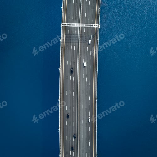 Preview: Aerial view of a high way road on the bridge