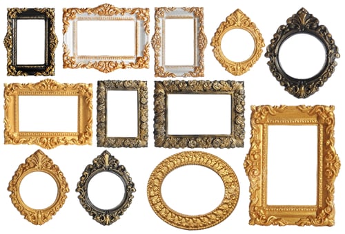 Preview: Set of different old fashioned frames on white background