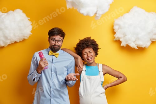 Preview: Couple with Baby Bottle in Dreamlike Cloudscape