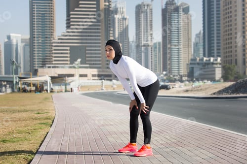 Preview: Arabian woman training outdoors