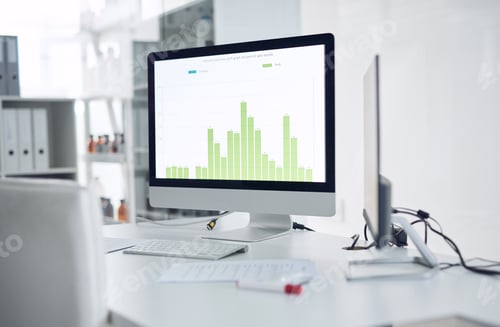 Preview: Shot of a computer with a graph on the screen in an empty laboratory