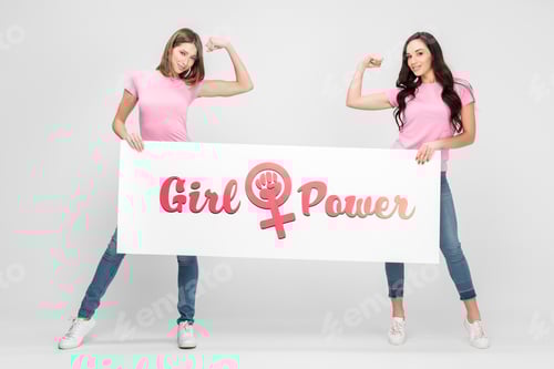 Preview: Confident Women Displaying a Girl Power Sign