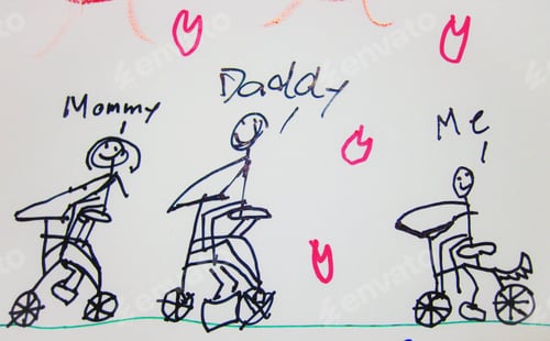 Preview: Kid drawing of Cycling family fun