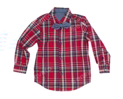 Preview: Red Plaid Shirt and Blue Bow Tie