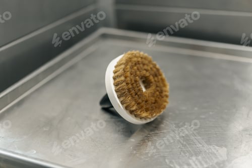 Preview: professional working tools for cleaning cheese in production brush close-up