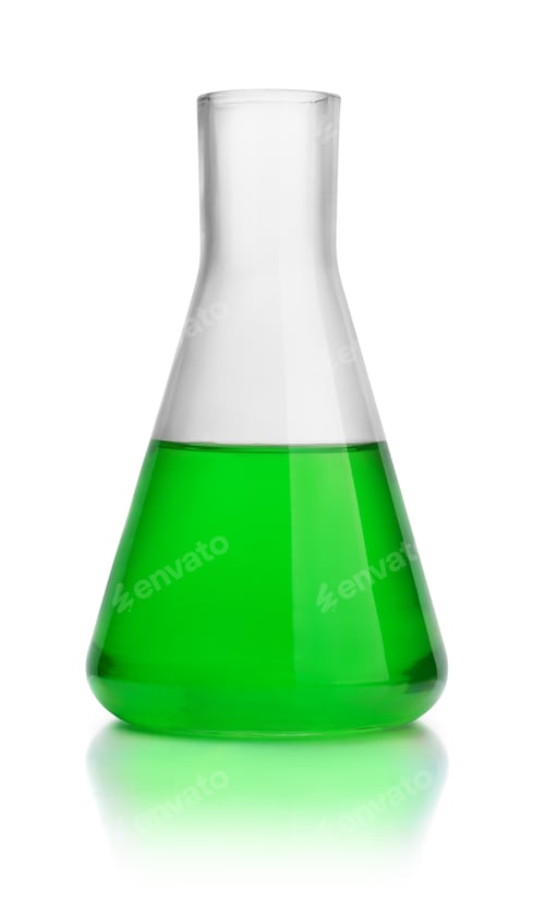 Preview: Laboratory conical flask with green liquid