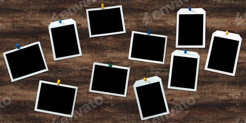Preview: Instant frames hang on wall with colored pins