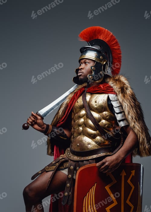 Vista previa: Empire soldier dressed in fur and armor holding sword