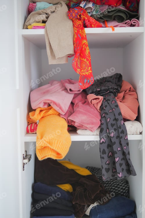 Preview: rawer with messy cloths top view ,