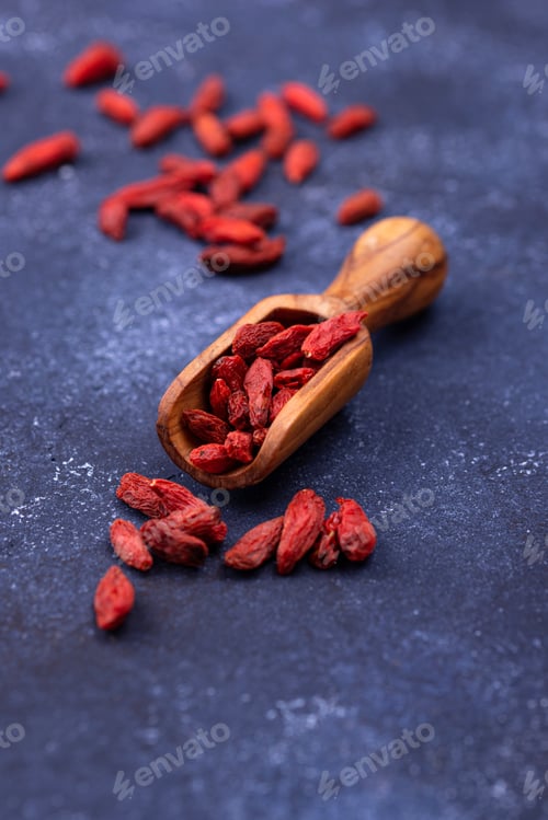 Preview: Goji berries on blue background