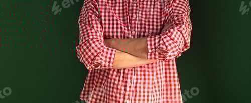 Preview: Torso in Red Gingham Shirt Arms Crossed