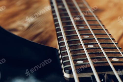Preview: Close up photo of electric guitar fingerboard