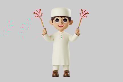 Preview: Cartoon boy with sparklers