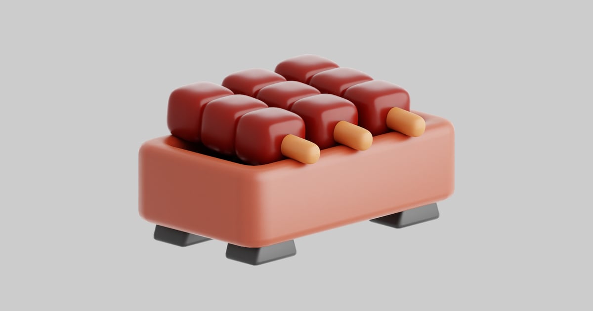 Cuboid with grid arrangement of varied cubes and sausage-like objects ...