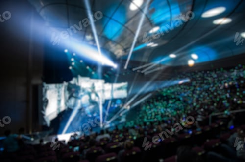Preview: Abstract blurred background of big esports gaming event at big arena