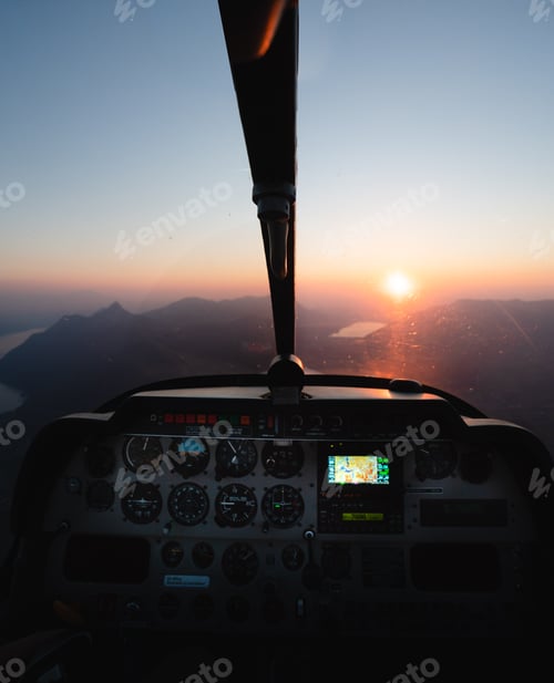 Preview: View out of small Airplane during Sunset