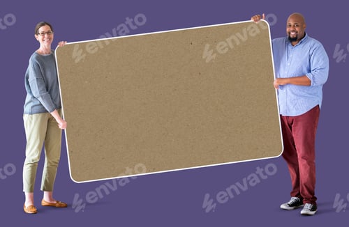 Preview: People holding a blank board