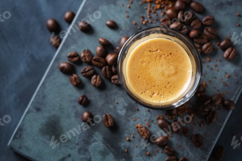 Preview: Fresh espresso served in cup on table