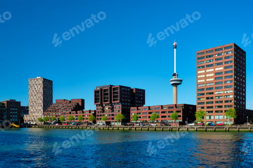 Preview: Rotterdam cityscape with Euromast and Nieuwe Maas river