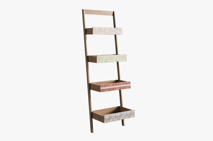 Preview: Ladder Bookshelf with Decorative Shelves