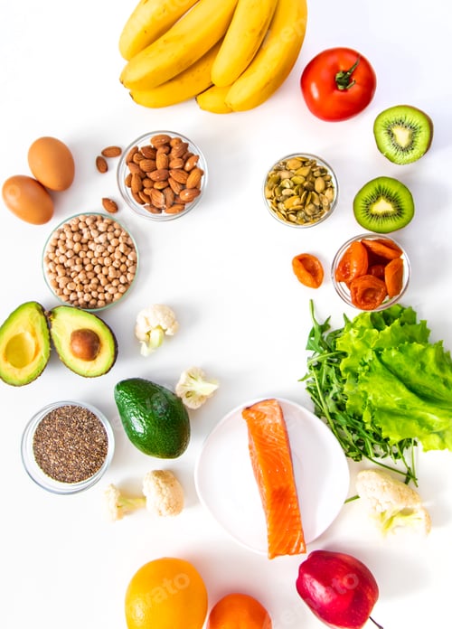 Preview: Various products containing magnesium. Selective focus.