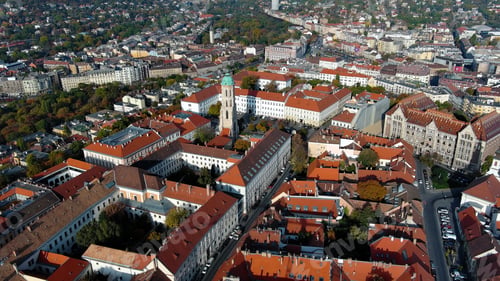 Preview: Aerial view of Budapest city skyline. Church of Mary Magdalene of Buda, Hungary