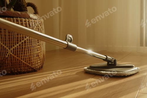 Preview: Cleaning process in a sunlit room with elegant decor