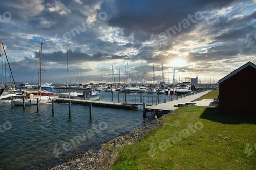 Preview: Closeup of a marina on a cloudy day
