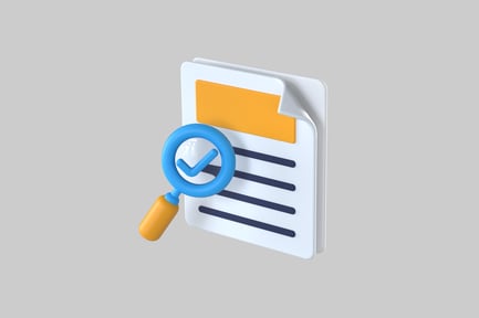 Preview: Document check magnifying glass icon