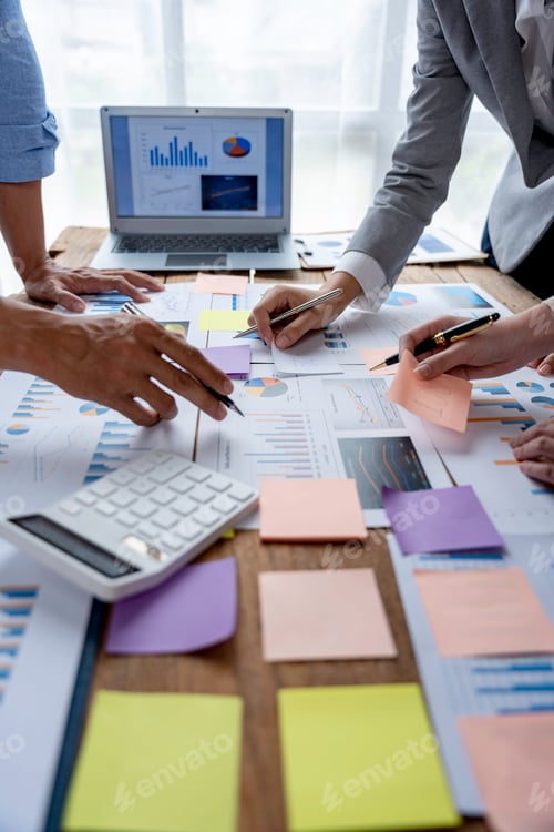 Preview: Business team meeting and presenting business results discussion and analysis data chart and graph,