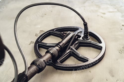 Preview: Metal detector tool on concrete background close up